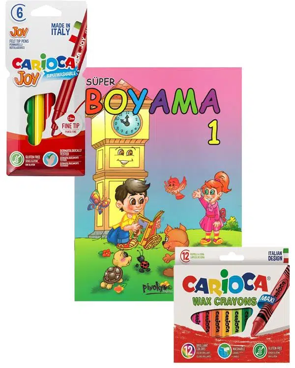 Carioca Joy Keçeli Kalem - Carioca Wax Crayons - Boyama Kitabı Set