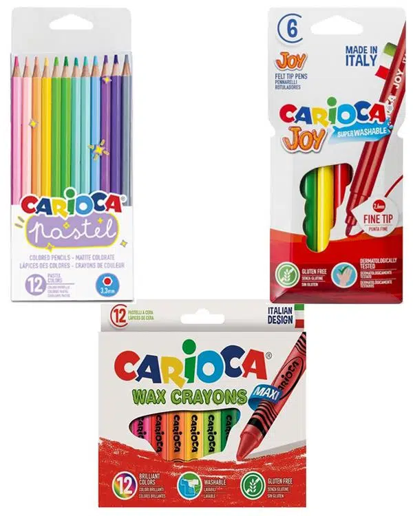Carioca Joy Keçeli Kalem - Carioca Wax Crayons - Carioca Pastel Kuru Kalem 3 Adet Boyama Seti
