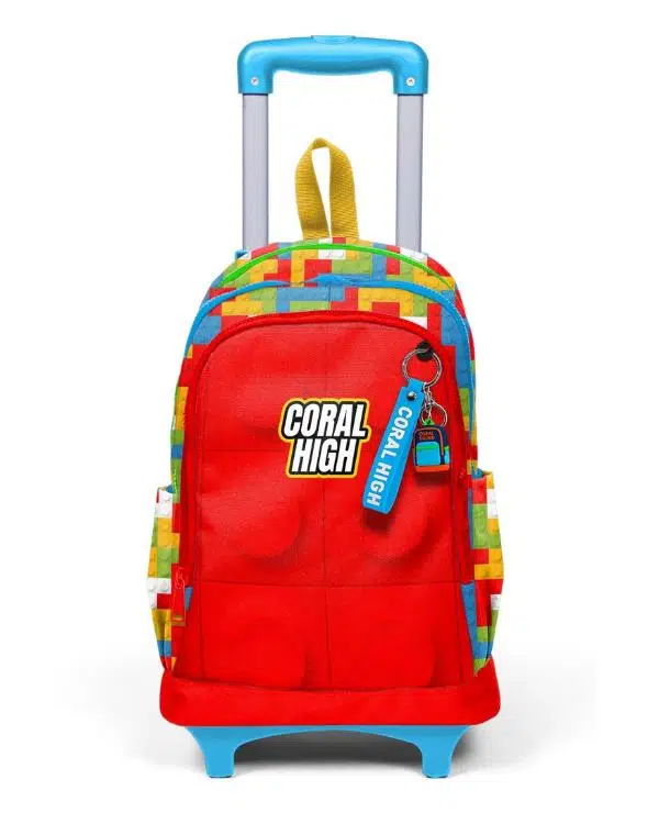 Coral High Renkli Blok Desenli Çekçekli Okul Çantası 23975