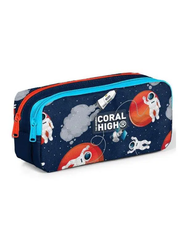Coral High Astronot Desenli İki Bölmeli Kalem Çantası 12093