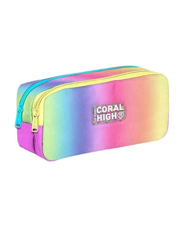 Coral High Renk Geçişli Desenli İki Bölmeli Kalem Çantası 22143