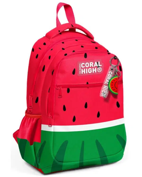 Coral High Kids Kırmızı Yeşil Karpuz Desenli Üç Bölmeli Okul Sırt Çantası 14428