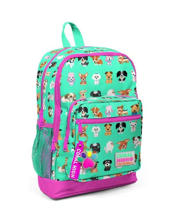 Coral High Kids Su Yeşili Neon Pembe Köpek Desenli 2li Okul Çanta Seti Coral High Kids Su Yeşili Neon Pembe Köpek Desenli 2li Okul Çanta Seti