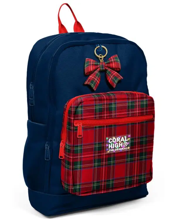 Coral High Lacivert Kırmızı Kurdele Desenli Okul Sırt Çantası 33207
