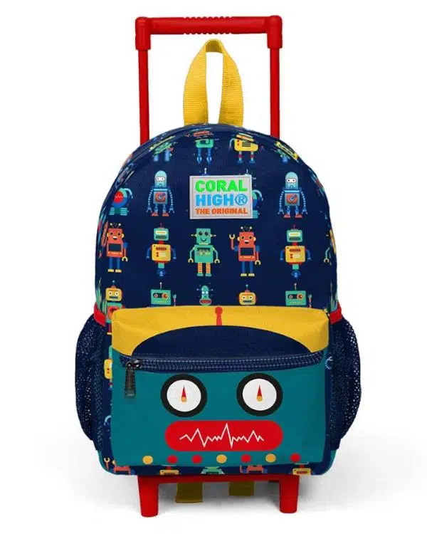 Coral High Lacivert Robot Desenli Çekçekli Anaokul Çantası 24012
