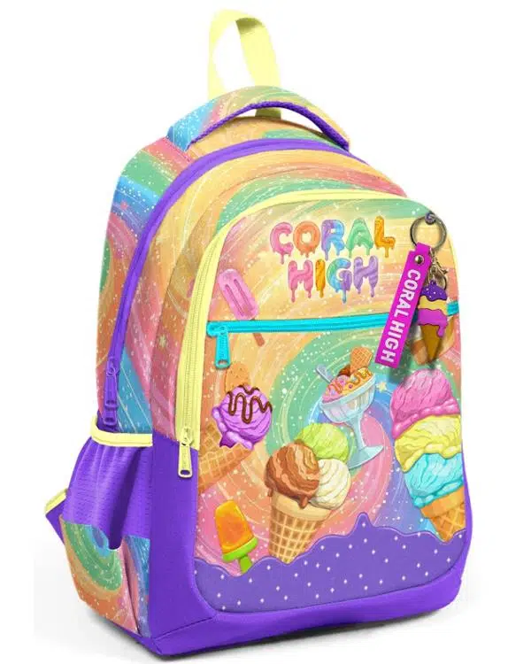 Coral High Milka Dondurma Desenli Üç Bölmeli Okul Sırt Çantası 33254