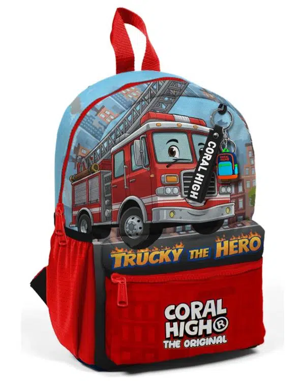 Coral High Minik Yuva Sırt Çantası Kırmızı Mavi İtfafiye Desenli İki Bölmeli 33263