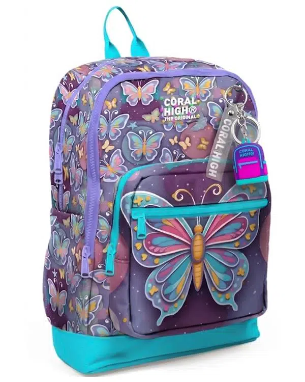 Coral High Pastel Renkli Kelebek Desenli Okul Sırt Çantası 33206
