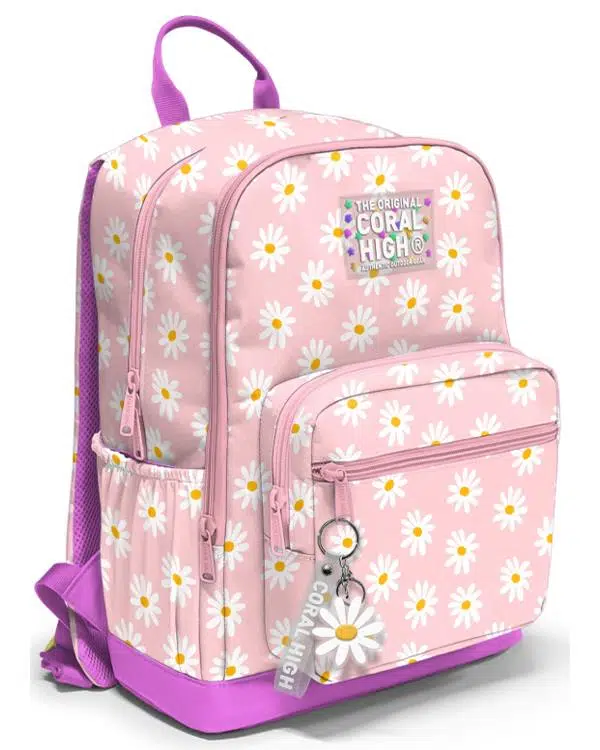 Coral High Pembe Papatya Desenli Okul Sırt Çantası 33224
