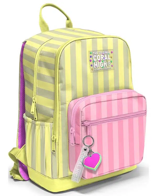 Coral High Pembe Sarı Çizgi Desenli Okul Sırt Çantası 33223