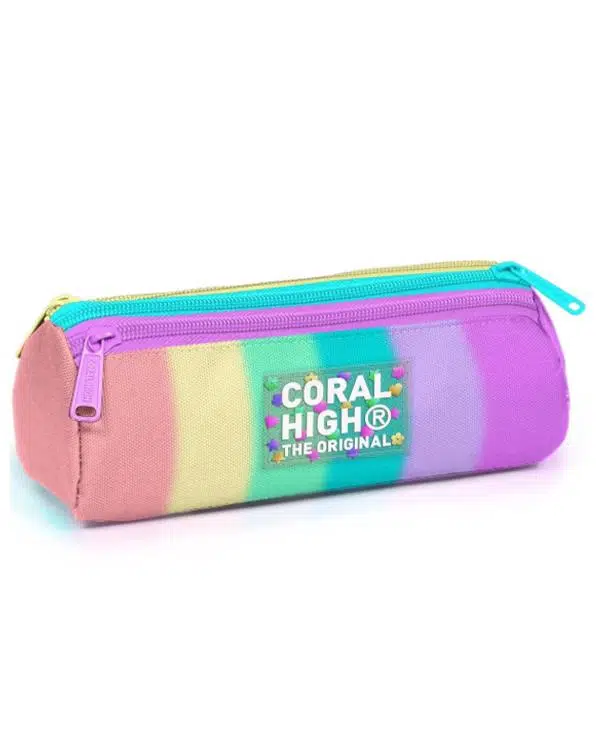 Coral High Renkli Çizgili Üç Bölmeli Kalem Çantası 11159