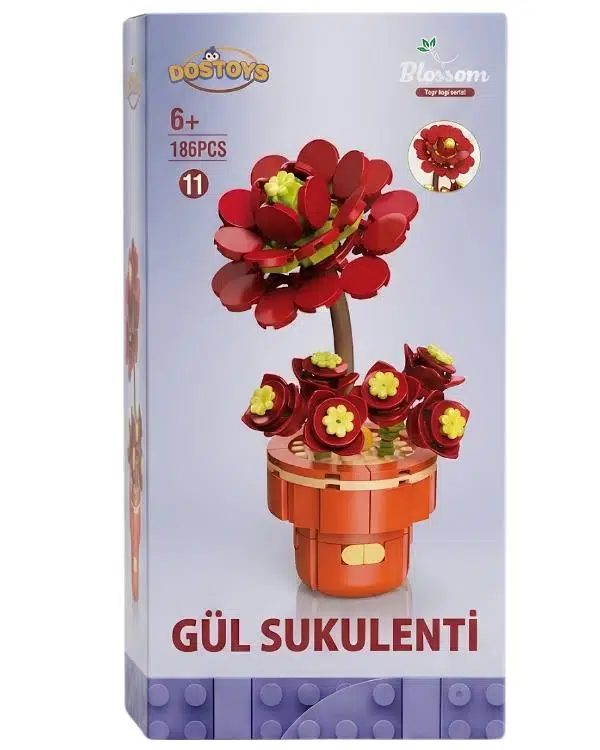 Dostoys Yapı Taşı Serisi Çiçek Yapım Seti Gül Sukulenti 186 Parça