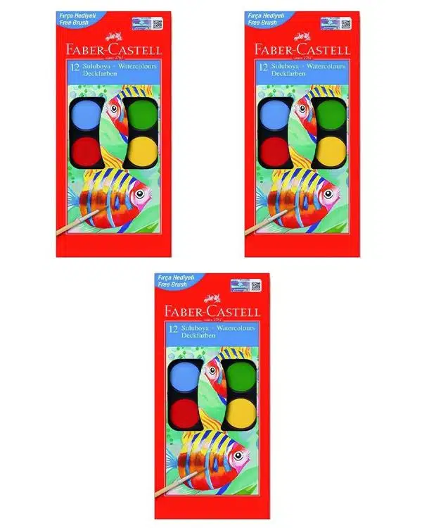 Faber Castell Sulu Boya 12 Renk 3 Adet