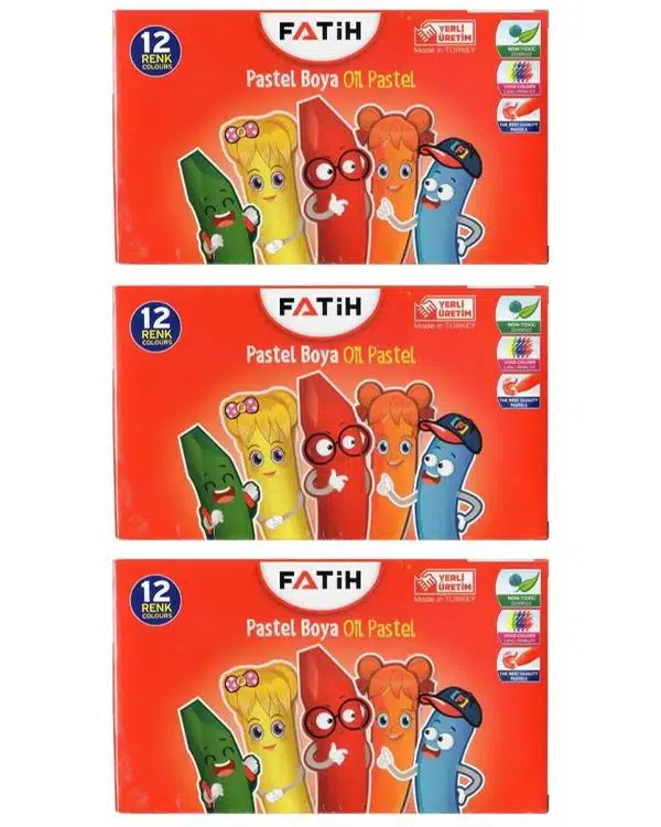 Fatih 12 Renk Karton Kutulu Pastel Boya 3 Adet