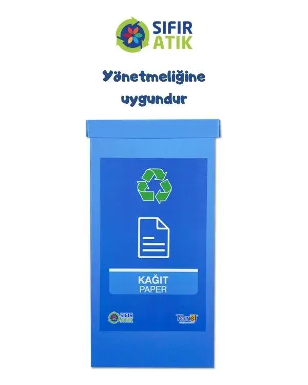 Geri Dönüşüm Kutusu - Sıfır Atık Kutusu Mavi (KAĞIT)