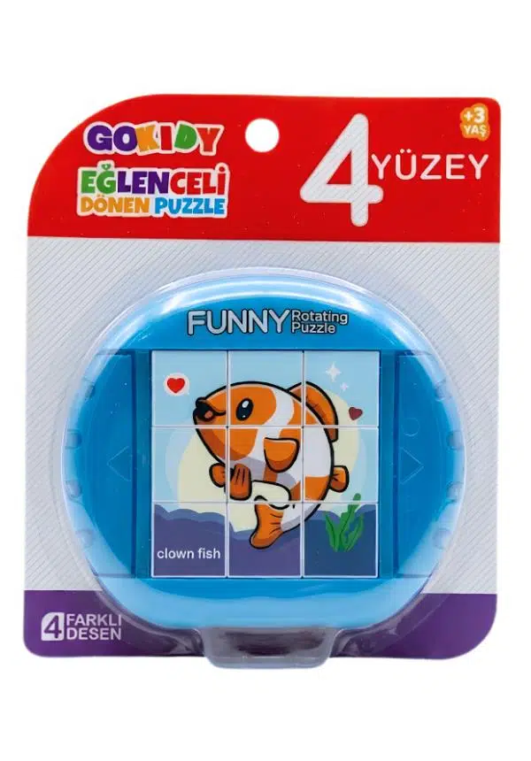 Gokidy 4 Farklı Eğlenceli Dönen Puzzle Mavi