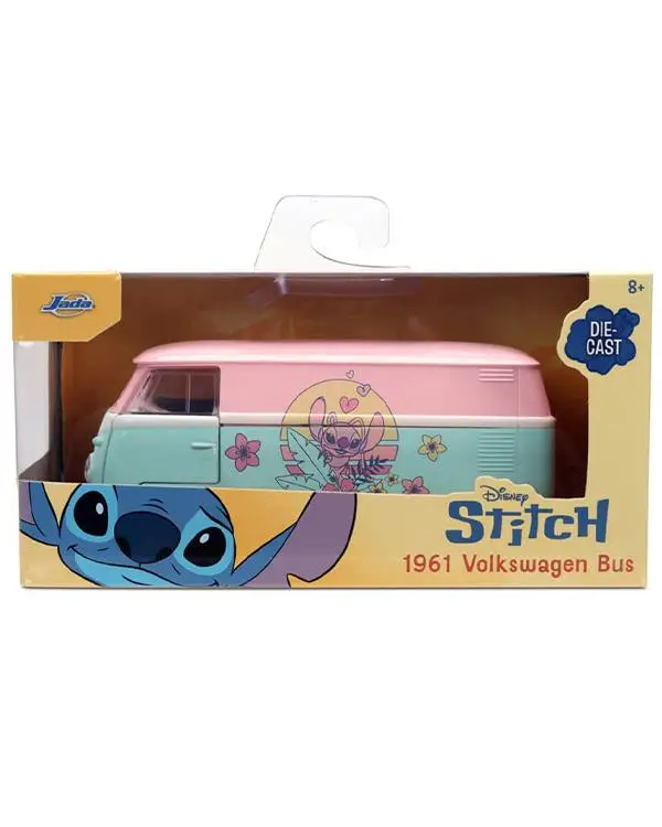 Jada Disney Stitch Angel Desenli 1961 Volkswagen Bus Metal Model Araç 1:32 9336358314R00