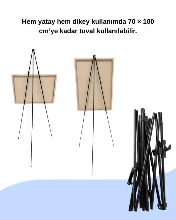 Temel Katlanabilir Metal Sergi ve Tuval Şövalesi Siyah Temel Katlanabilir Metal Sergi ve Tuval Şövalesi Siyah