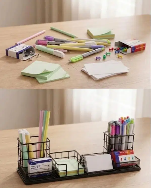 Temel Siyah Metal Mesh Modüler Masaüstü Organizer Seti 7 Parça 38x10 cm 9515B Temel Siyah Metal Mesh Modüler Masaüstü Organizer Seti 7 Parça 38x10 cm 9515B