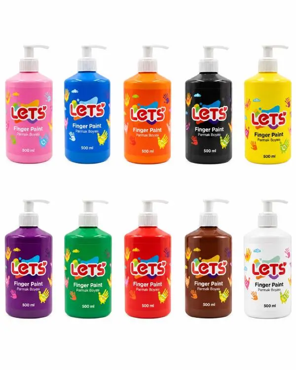 Lets Pompalı Parmak Boyası 10 Renkli Set 500 ml