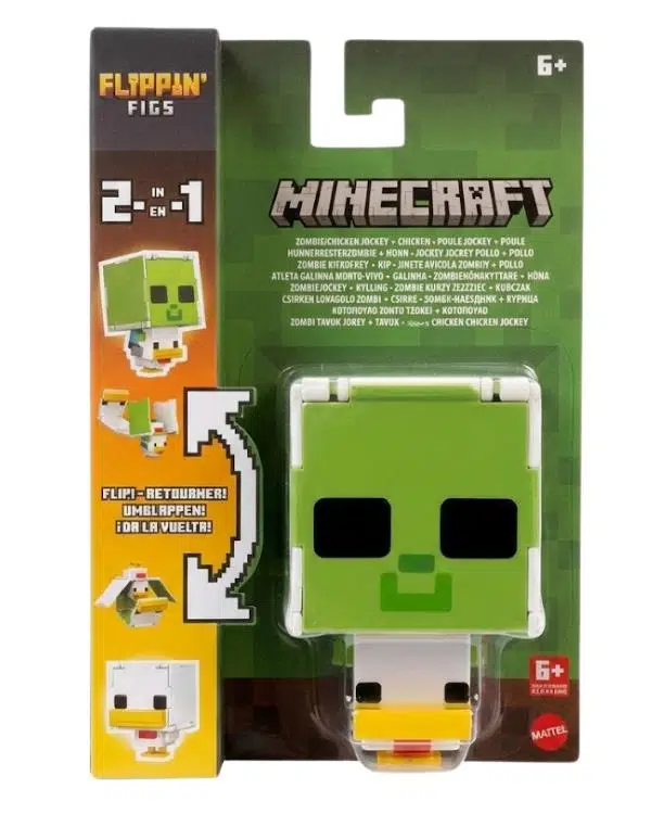 Minecraft Flippin Figs 2 si 1 arada Zombie Chicken Jockey ve Chicken Aksiyon Figürü