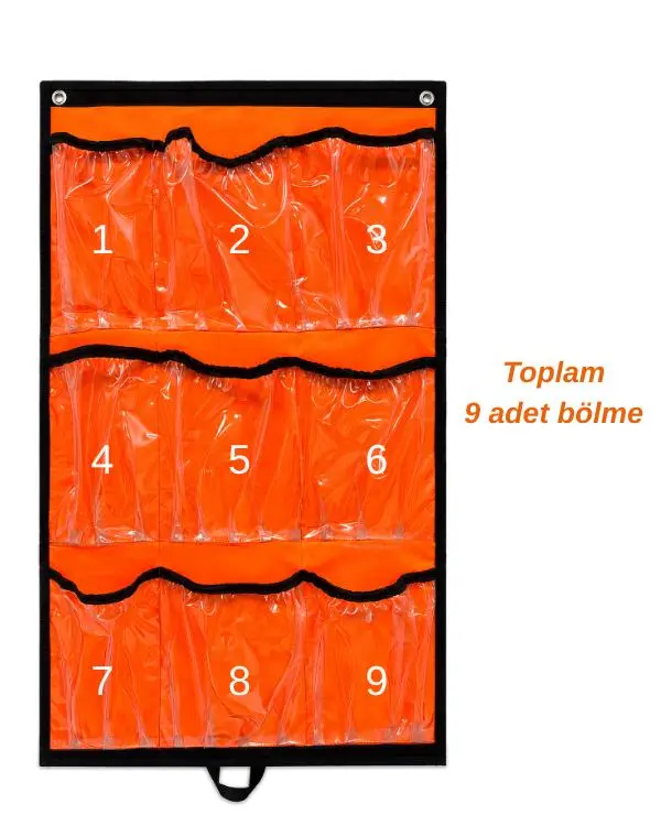 Yuga 9 Gözlü Şeffaf PVC Cepli Çok Amaçlı Duvar Organizeri ve Taşıma Çantası 49x84 cm Yuga 9 Gözlü Şeffaf PVC Cepli Çok Amaçlı Duvar Organizeri ve Taşıma Çantası 49x84 cm