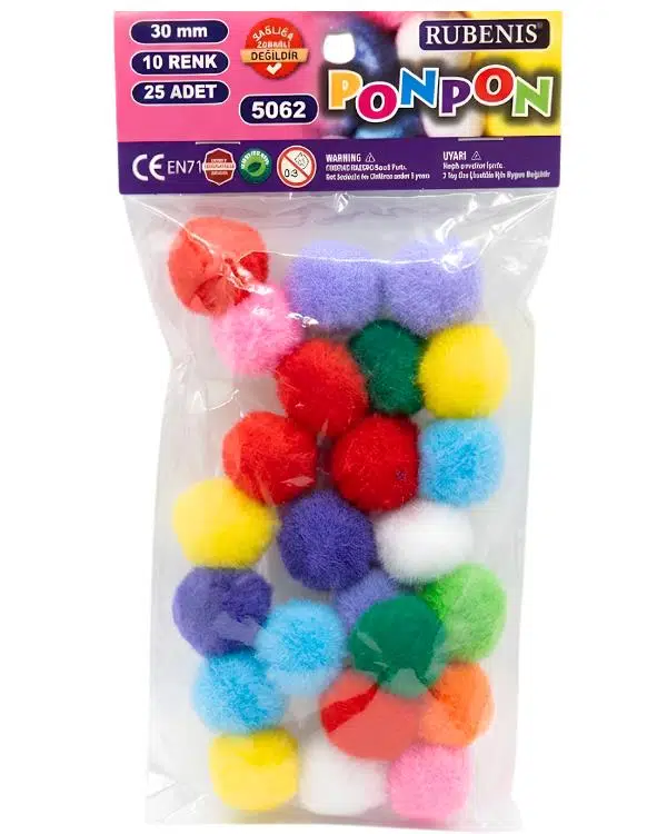 Rubenis Renkli Ponpon 25 Adet 5062