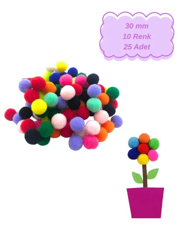 Rubenis Renkli Ponpon 25 Adet 5062 Rubenis Renkli Ponpon 25 Adet 5062