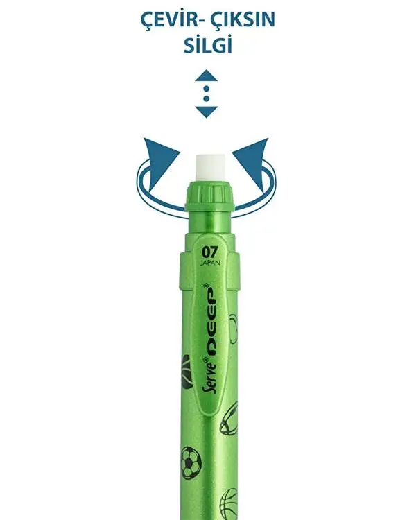 Serve Deep Versatil Kalem 0.7 mm Metalik Fıstık Yeşili Spor Desenli SVDEEP07DMFYSL Serve Deep Versatil Kalem 0.7 mm Metalik Fıstık Yeşili Spor Desenli SVDEEP07DMFYSL