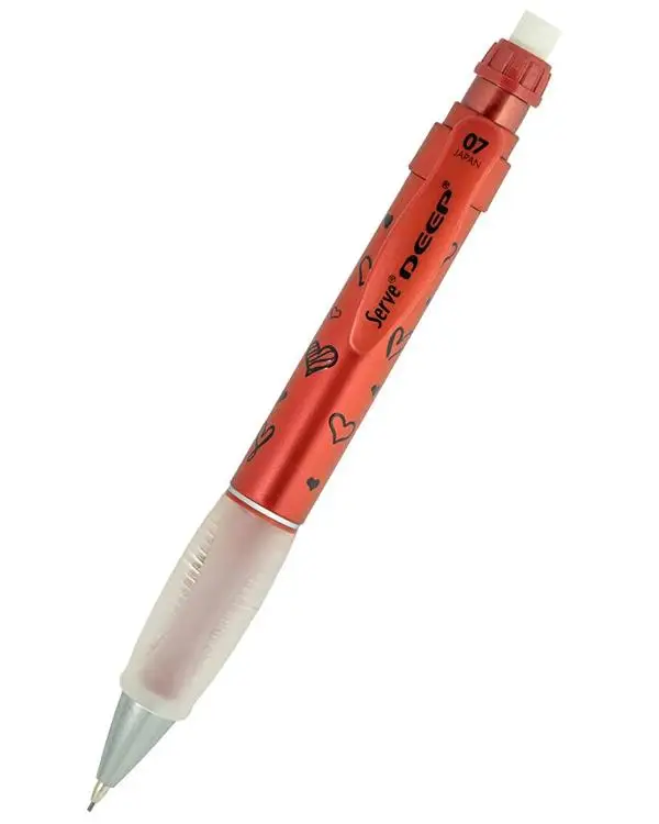 Serve Deep Versatil Kalem 0.7 mm Metalik Lava Red Kalp Desenli SVDEEP07DMKRM