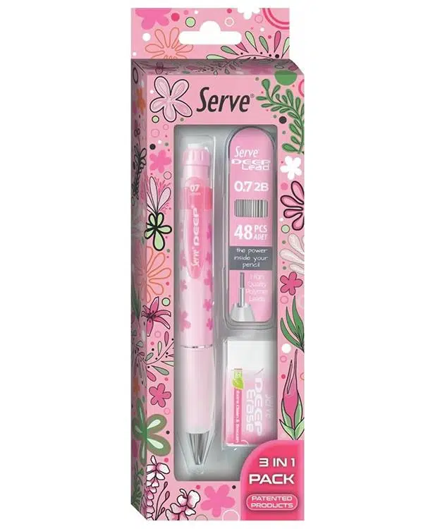 Serve Deep Doğa Temalı Mekanik Versatil 3 lü Set Pembe Çiçek