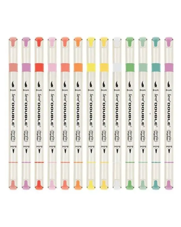 Serve Double Çift Uçlu Akrilik Marker Kalem Seti Fırça ve Keçeli Uç 24 Renk SVDAM24P Serve Double Çift Uçlu Akrilik Marker Kalem Seti Fırça ve Keçeli Uç 24 Renk SVDAM24P
