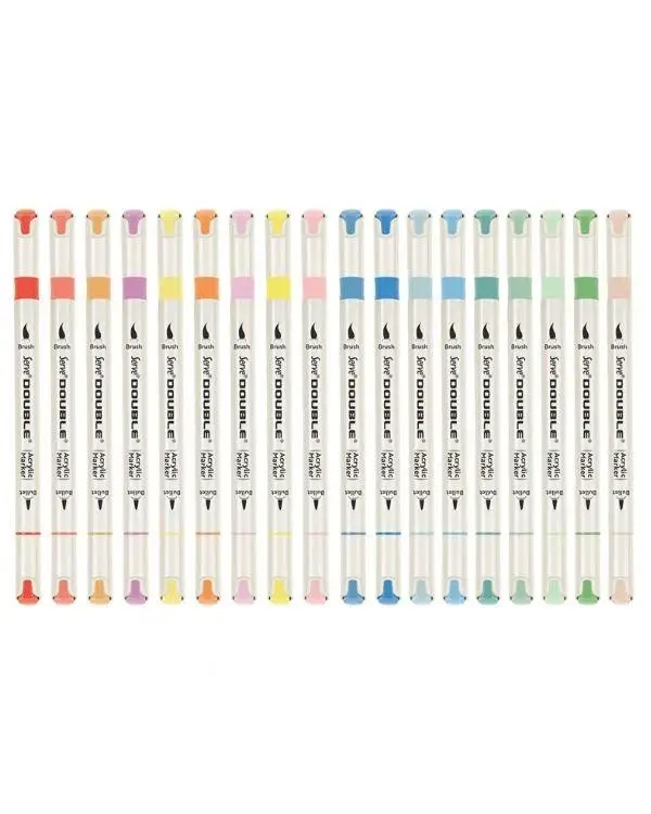 Serve Double Çift Uçlu Akrilik Marker Kalem Seti Fırça ve Keçeli Uç 36 Renk SVDAM36P Serve Double Çift Uçlu Akrilik Marker Kalem Seti Fırça ve Keçeli Uç 36 Renk SVDAM36P