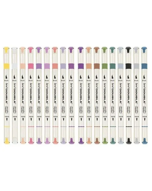 Serve Double Çift Uçlu Akrilik Marker Kalem Seti Fırça ve Keçeli Uç 36 Renk SVDAM36P Serve Double Çift Uçlu Akrilik Marker Kalem Seti Fırça ve Keçeli Uç 36 Renk SVDAM36P