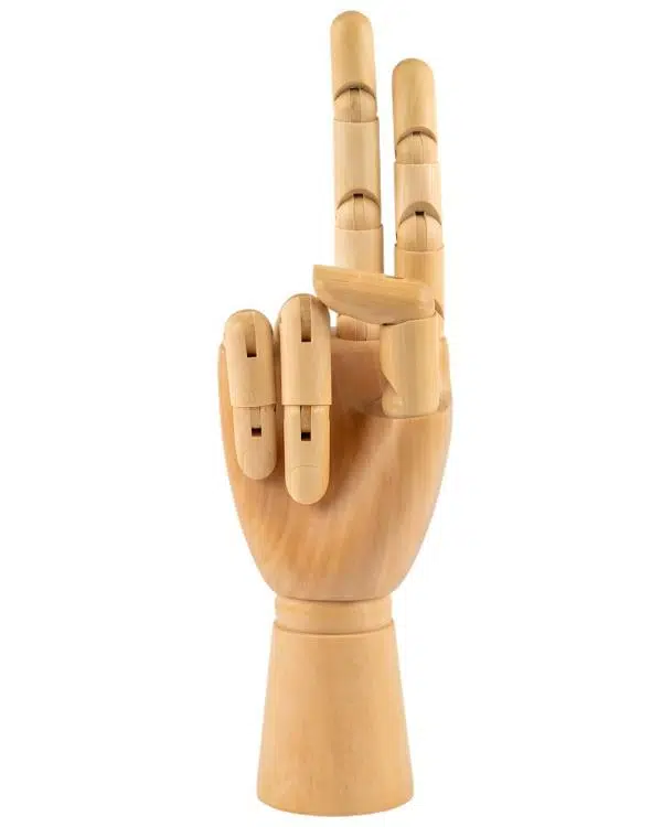 Ahşap El Modeli, Mafsallı Tabanlı Çizim ve Takı Sergileme Mankeni, 30 cm