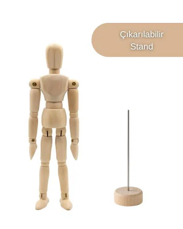 Ahşap Çizim Mankeni, Mafsallı İnsan Figürü Modeli, Tabanlı Eskiz Yardımcısı, 20 cm Ahşap Çizim Mankeni, Mafsallı İnsan Figürü Modeli, Tabanlı Eskiz Yardımcısı, 20 cm
