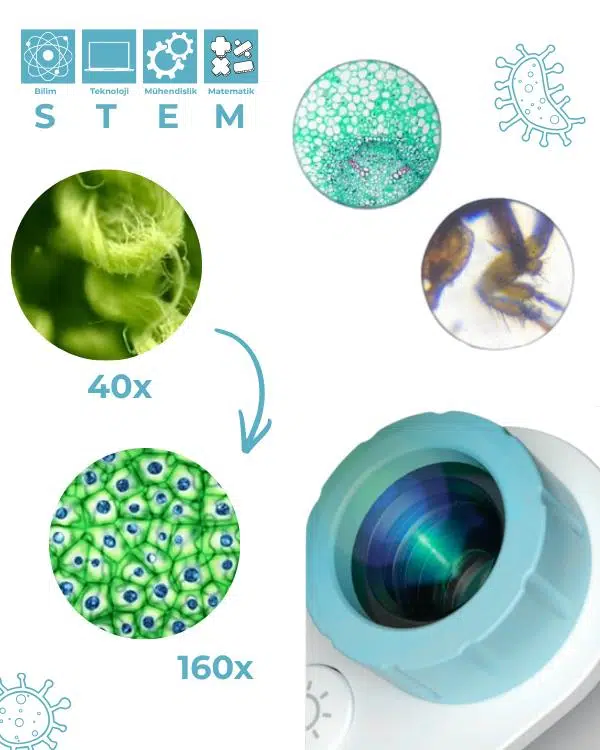 Temel Taşınabilir Stantlı Çocuk Mikroskobu 40x 160x, STEM Eğitim Mikroskobu Temel Taşınabilir Stantlı Çocuk Mikroskobu 40x 160x, STEM Eğitim Mikroskobu