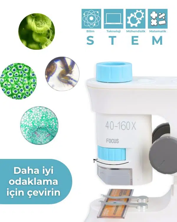 Temel Taşınabilir Stantlı Çocuk Mikroskobu 40x 160x, STEM Eğitim Mikroskobu Temel Taşınabilir Stantlı Çocuk Mikroskobu 40x 160x, STEM Eğitim Mikroskobu