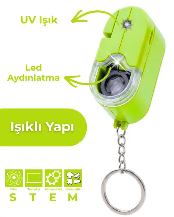 Temel Cep Mikroskobu 60X LED ve UV Işıklı Taşınabilir Yeşil Mikroskop Temel Cep Mikroskobu 60X LED ve UV Işıklı Taşınabilir Yeşil Mikroskop