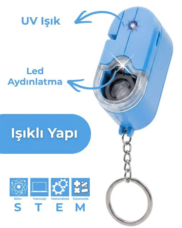 Temel Cep Mikroskobu 60X LED ve UV Işıklı Taşınabilir Mavi Mikroskop Temel Cep Mikroskobu 60X LED ve UV Işıklı Taşınabilir Mavi Mikroskop