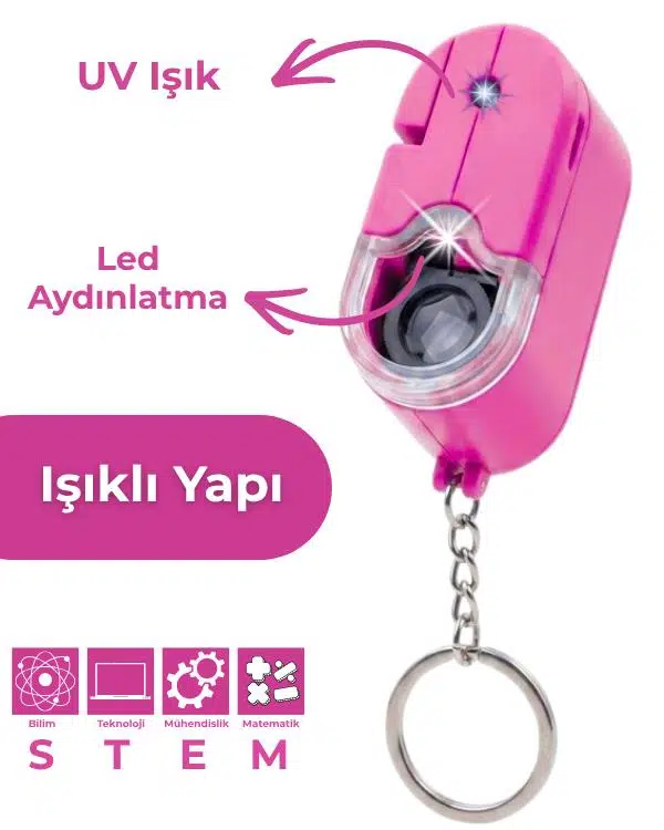 Temel Cep Mikroskobu 60X LED ve UV Işıklı Taşınabilir Pembe Mikroskop Temel Cep Mikroskobu 60X LED ve UV Işıklı Taşınabilir Pembe Mikroskop