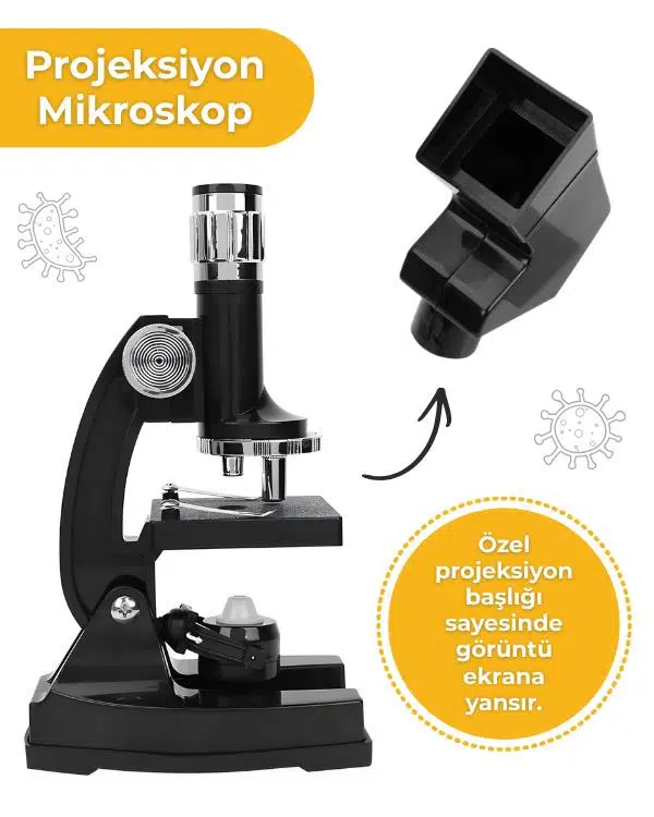 Temel Projeksiyonlu Mikroskop Seti 1200x Büyütme ve Hazır Preparatlı Bilim Kiti PTL1200 Temel Projeksiyonlu Mikroskop Seti 1200x Büyütme ve Hazır Preparatlı Bilim Kiti PTL1200