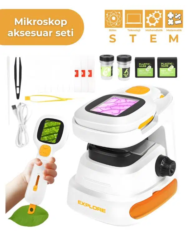 Temel 2si 1 Arada Dijital Mikroskop Seti 40X 1000X Yakınlaştırmalı, HD Ekranlı STEM Kiti Temel 2si 1 Arada Dijital Mikroskop Seti 40X 1000X Yakınlaştırmalı, HD Ekranlı STEM Kiti