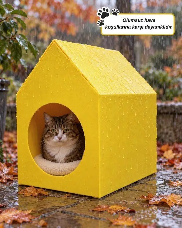 Temel Özel Üretim Plastik Kedi Evi Sarı