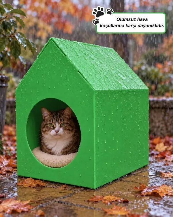 Temel Özel Üretim Plastik Kedi Evi Yeşil