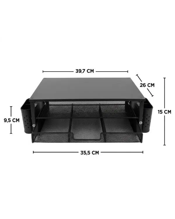 Temel Siyah Ahşap Üst Tablalı Metal Mesh Monitör Yükseltici Stand Çekmeceli Kalemlikli Masaüstü Organizer 9214 Temel Siyah Ahşap Üst Tablalı Metal Mesh Monitör Yükseltici Stand Çekmeceli Kalemlikli Masaüstü Organizer 9214