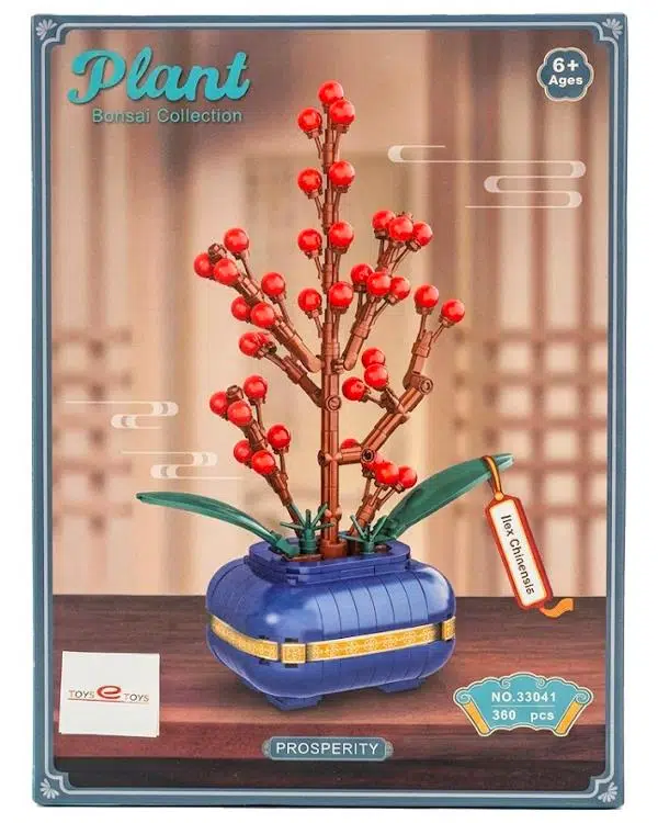 Toys e Toys Plant Bonsai Collection Ilex Chinensis Kırmızı Meyveli Bonsai Yapı Blok Seti 360 Parça 33041