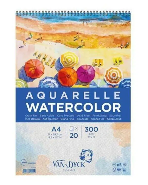 Van Dyck Aquarelle Suluboya Resim Defteri A4 300 gr 20 Yaprak